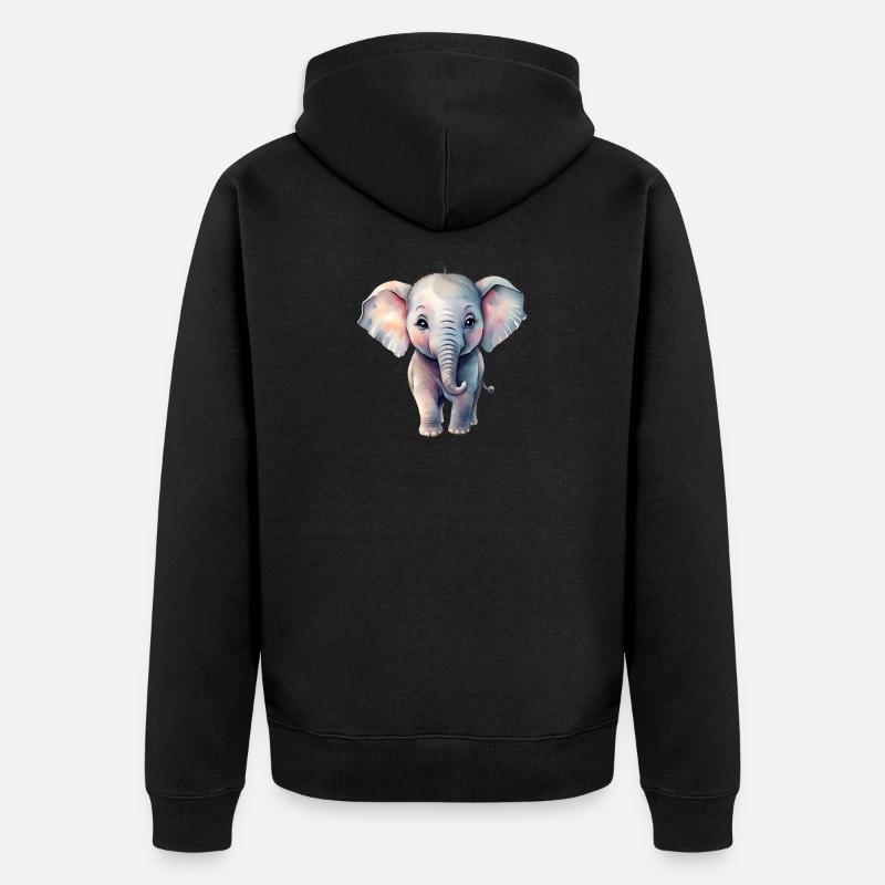 Éléphant pastel dans le style aquarelle - Veste à capuche bio Premium Unisexe - noir