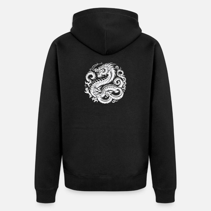 Tatouage de dragon chinois - Veste à capuche bio Premium Unisexe - noir
