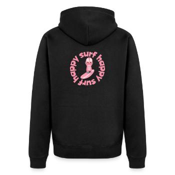 Niedliche Surf Kawaiifigur  - Unisex Premium Bio Zip Hoodie - Schwarz - Hinten - Nico (187cm)