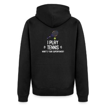 Je joue au tennis. Quel est votre superpouvoir ? - Veste à capuche bio Premium Unisexe - noir - Dos - Nico (187cm)