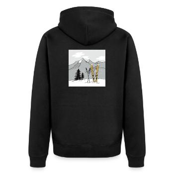 Skiing in winter in the mountains - Unisex Premium Organic Zip Hoodie - black - Back - Nico (187cm)