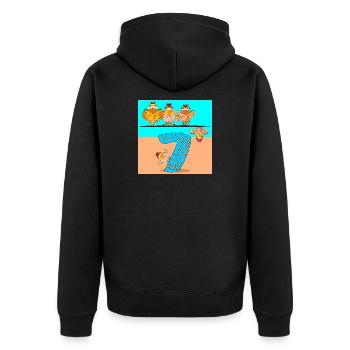 7. Geburtstag Schulkind - Hühnerstall Geflügel - Unisex Premium Bio Zip Hoodie - Schwarz - Hinten - Nico (187cm)