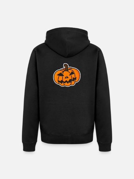 Funny Halloween Pumpkin Mock-up - Unisex Premium Organic Zip Hoodie - black