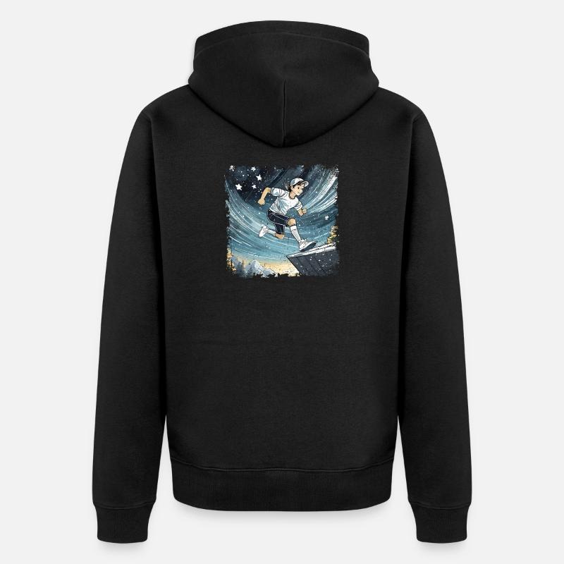 sportlicher Junge comic - Unisex Premium Bio Zip Hoodie - Schwarz