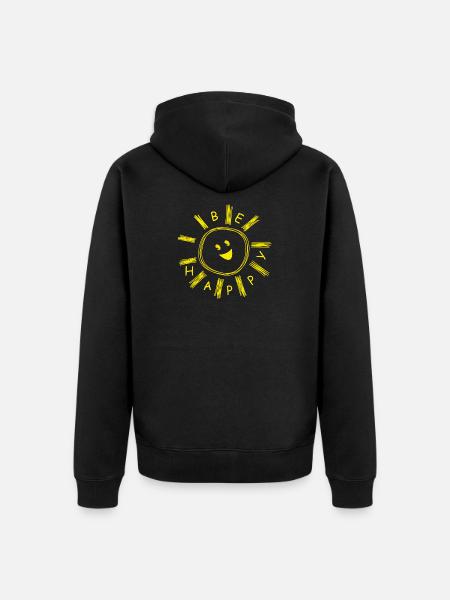 BE HAPPY CHEERFUL SUN - Unisex Premium Organic Zip Hoodie - black