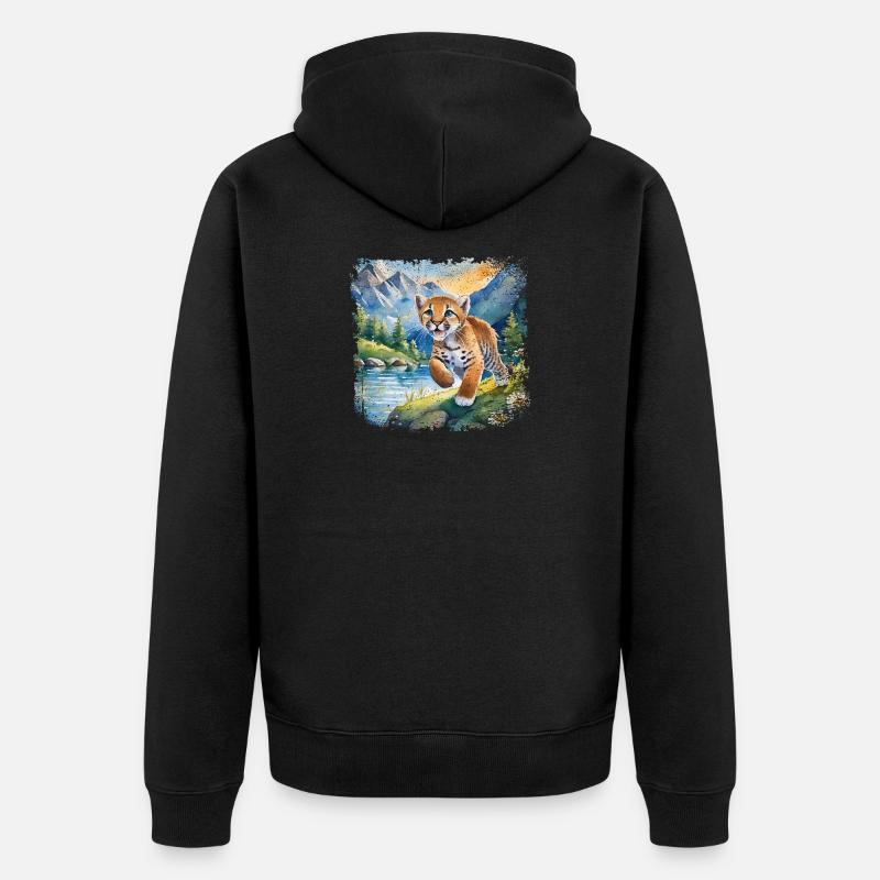 Niedlicher junger Tiger | Kinderbuchstil - Unisex Premium Bio Zip Hoodie - Schwarz