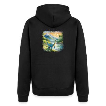 Niedlicher junger Thesaurus Kinderbuchstil Aquarel - Unisex Premium Bio Zip Hoodie - Schwarz - Hinten - Nico (187cm)