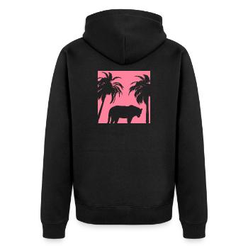 Félin blanc sous les palmiers - Veste à capuche bio Premium Unisexe - noir - Dos - Nico (187cm)