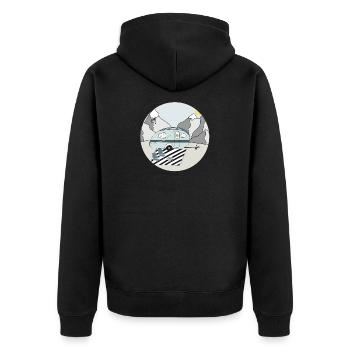 Camping in den Bergen mit Wohnwagen - Unisex Premium Bio Zip Hoodie - Schwarz - Hinten - Nico (187cm)