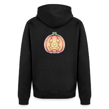 Halloween Pumpkin Jack-o'-Lantern Design - Unisex Premium Organic Zip Hoodie - black - Back - Nico (187cm)