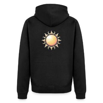 Strahlender Sonnenschliff Natur Design - Unisex Premium Bio Zip Hoodie - Schwarz - Hinten - Nico (187cm)