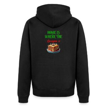 Home is where the lasagna is - Unisex Premium Organic Zip Hoodie - black - Back - Nico (187cm)