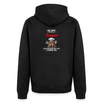 Manger des lasagnes en période de récession - Veste à capuche bio Premium Unisexe - noir - Dos - Nico (187cm)
