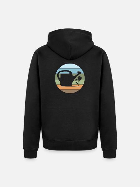 Watering Can Gardener Garden Love Flowers Plants - Unisex Premium Organic Zip Hoodie - black