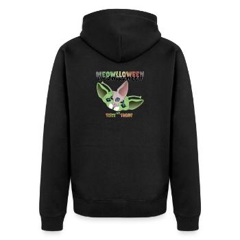 Sphinx Katze Alien Maske - Unisex Premium Bio Zip Hoodie - Schwarz - Hinten - Nico (187cm)