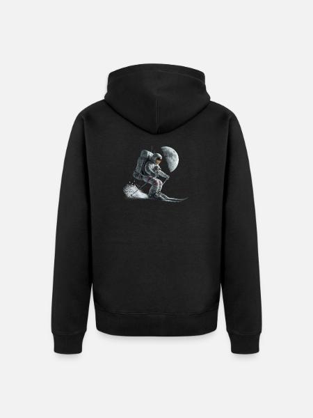 Astronaut Skier - Unisex Premium Organic Zip Hoodie - black