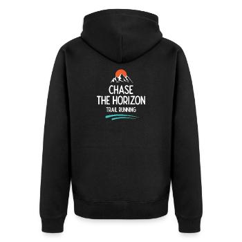 Trail Running - Chase The Horizon - Unisex Premium Organic Zip Hoodie - black - Back - Nico (187cm)
