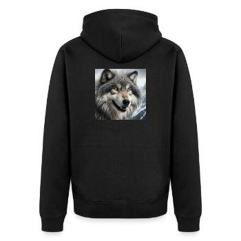 Wolf - Unisex Premium Bio Zip Hoodie - Schwarz - Hinten - Nico (187cm)