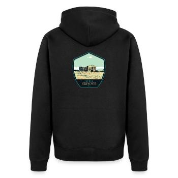 Illustration Greek Temple in Selinunte, Sicily - Unisex Premium Organic Zip Hoodie - black - Back - Nico (187cm)