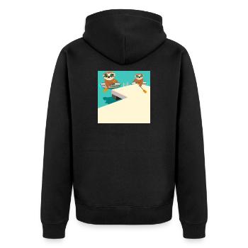 KANU KAJAK FAULTIERE AM BADESTEIG - Unisex Premium Bio Zip Hoodie - Schwarz - Hinten - Nico (187cm)