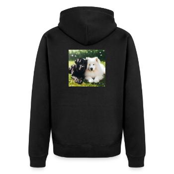 OIG1-KARTON - Unisex Premium Bio Zip Hoodie - Schwarz - Hinten - Nico (187cm)