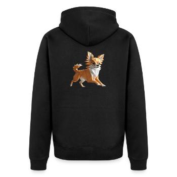 Cute Chihuahua Dog Origami Geometric 3D - Unisex Premium Organic Zip Hoodie - black - Back - Nico (187cm)