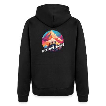 Nix wie raus mit der Familie auf die Berge - Unisex Premium Bio Zip Hoodie - Schwarz - Hinten - Nico (187cm)