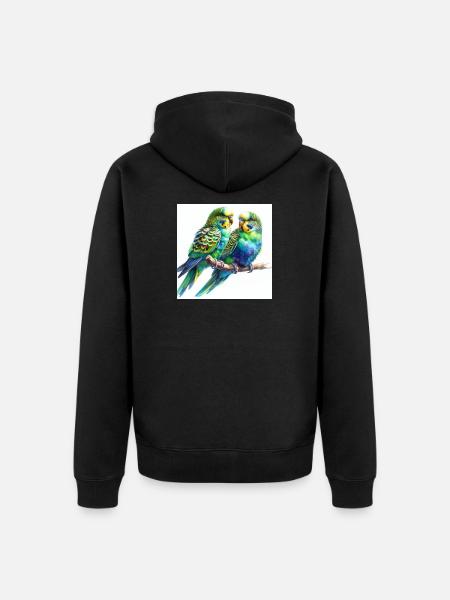 Aquarellsittiche - Unisex Premium Bio Zip Hoodie - Schwarz
