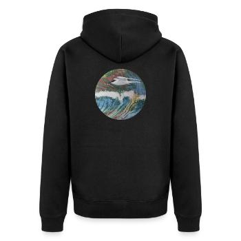Seagull - Unisex Premium Organic Zip Hoodie - black - Back - Nico (187cm)