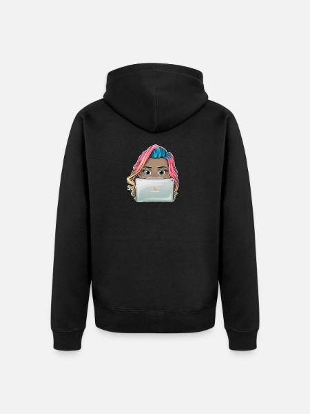 Lebendiges Reva Prisma arbeitendes Mädchen Design - Unisex Premium Bio Zip Hoodie - Schwarz