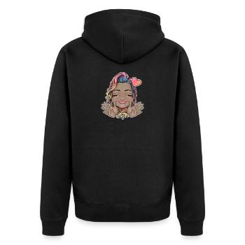 Whimsical Rainbow Hair Embrace Design - Unisex Premium Organic Zip Hoodie - black - Back - Nico (187cm)