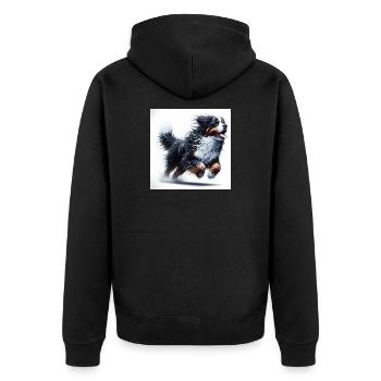 Berner Sennenhund - Unisex Premium Bio Zip Hoodie - Schwarz - Hinten - Nico (187cm)