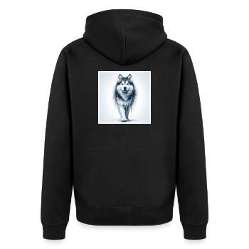 Husky - Unisex Premium Organic Zip Hoodie - black - Back - Nico (187cm)