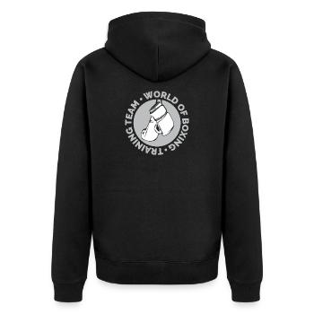 Boxen Sport Training Team Verein Illustration Logo - Unisex Premium Bio Zip Hoodie - Schwarz - Hinten - Nico (187cm)