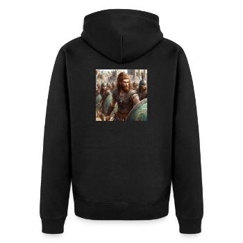 Keltiberer verteidigen Numancia - Unisex Premium Bio Zip Hoodie - Schwarz - Hinten - Nico (187cm)