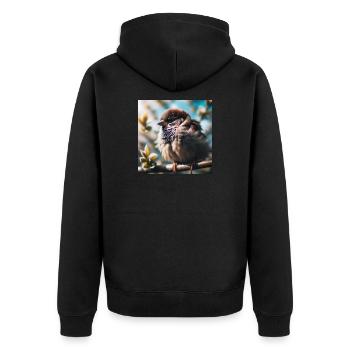 Spatz - Unisex Premium Bio Zip Hoodie - Schwarz - Hinten - Nico (187cm)
