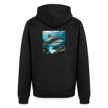 Tigerhai - Unisex Premium Bio Zip Hoodie - Schwarz - Hinten - Nico (187cm)