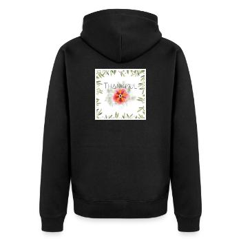 Thankful - Unisex Premium Bio Zip Hoodie - Schwarz - Hinten - Nico (187cm)