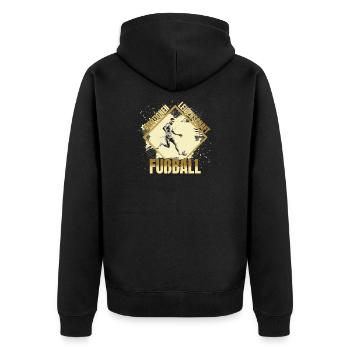 Emotionen - Leidenschaft - Fußball - Unisex Premium Bio Zip Hoodie - Schwarz - Hinten - Nico (187cm)