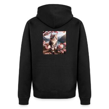 Chiot Maine Coon Chat - Veste à capuche bio Premium Unisexe - noir - Dos - Nico (187cm)