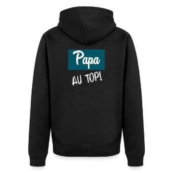HAPPY FATHER'S DAY. DAD. FATHER'S DAY. FATHER - Unisex Premium Organic Zip Hoodie - black - Back - Nico (187cm)