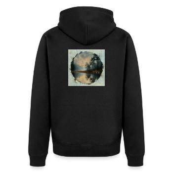 Sehnsucht Natur - Unisex Premium Bio Zip Hoodie - Schwarz - Hinten - Nico (187cm)