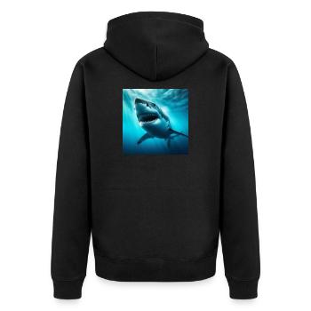 Weißer Hai - Unisex Premium Bio Zip Hoodie - Schwarz - Hinten - Nico (187cm)