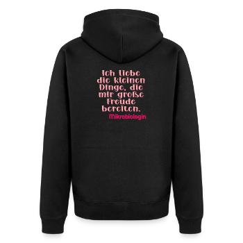MIKROBIOLOGIN - Unisex Premium Bio Zip Hoodie - Schwarz - Hinten - Nico (187cm)