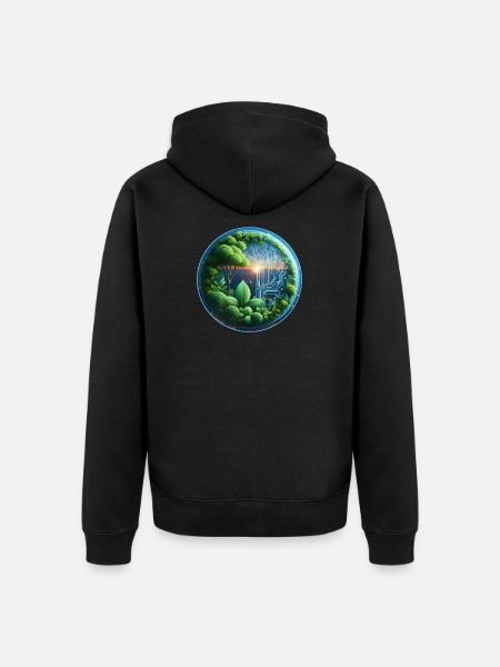Sustainable Bio-Tech Fusion Cycle - Unisex Premium Organic Zip Hoodie - black