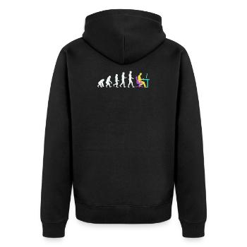 Developer Evolution Computerfreak Open Source - Unisex Premium Bio Zip Hoodie - Schwarz - Hinten - Nico (187cm)