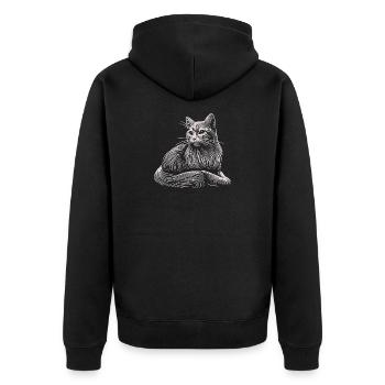 White Cat Patterns Light Strokes - Unisex Premium Organic Zip Hoodie - black - Back - Nico (187cm)