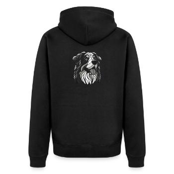 Bernese Mountain Dog Head Black and White - Unisex Premium Organic Zip Hoodie - black - Back - Nico (187cm)