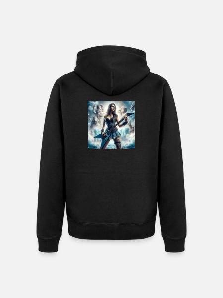 Guitarist with Poseidon - Unisex Premium Organic Zip Hoodie - black