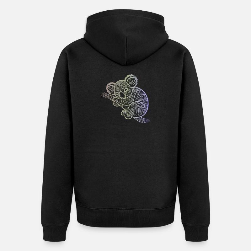 koala en motifs aborigènes , tribal - Veste à capuche bio Premium Unisexe - noir